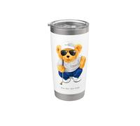 Cool Wild Teddy Bear Playing Golf Style Illustration Graphic Gobelet isotherme en acier inoxydable double paroi