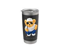 Cool Wild Teddy Bear Playing Golf Style Illustration Graphic Gobelet isotherme en acier inoxydable double paroi