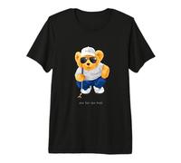 Cool Wild Teddy Bear Playing Golf Style Illustration Graphic T-Shirt Haut de Gamme