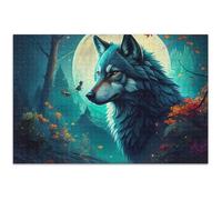 Cool Wolf Casse-tête de 500 pièces pour adulte - Peinture d'animaux - Décoration personnalisée - Nature - Cadeau amusant - 52,8 x 37,9 cm