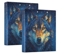 Cool Wolf Classeur à 3 anneaux Bleu nuit étoilée 3,8 cm Capacité 200 feuilles Motif floral animal 31,5 x 27 x 6 cm