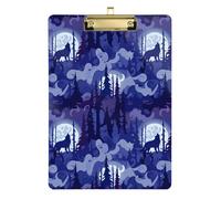 Cool Wolf - Porte-bloc violet en acrylique A4 de taille standard, 31,8 x 22,9 cm avec clip doré