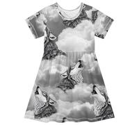 Cool Wolf Robe d'été décontractée à manches courtes pour fille, tissu tricoté trapèze, 2T, Cool Wolf Gray, 7-8 Ans