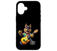 Cool Wolf Rock Guitar Player Musicien Animal Lover Coque pour iPhone 16