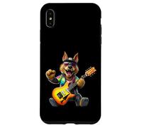 Cool Wolf Rock Guitar Player Musicien Animal Lover Coque pour iPhone XS Max