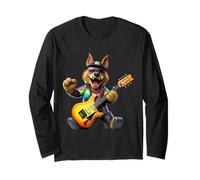 Cool Wolf Rock Guitar Player Musicien Animal Lover Manche Longue