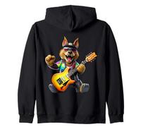 Cool Wolf Rock Guitar Player Musicien Animal Lover Sweat à Capuche