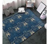 Cool Wolf Tapis décoratif doux et lavable avec motifs yeux bleus pour salon, chambre à coucher, 9,1 x 152,4 cm, tapis antidérapant pour décoration de chambre à coucher, esthétique 152,4 x 99,1 cm
