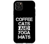 Cool Yoga Coffee Cats Tee Shirts, Coffee Cats and Yoga Mats Coque pour iPhone 11 Pro Max