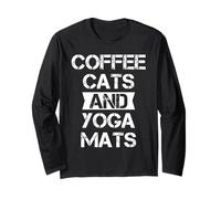 Cool Yoga Coffee Cats Tee Shirts, Coffee Cats and Yoga Mats Manche Longue