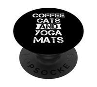 Cool Yoga Coffee Cats Tee Shirts, Coffee Cats and Yoga Mats PopSockets PopGrip Adhésif