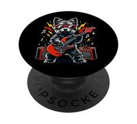 Cool Yorkie Dog Playing Electric Guitar Rocker Musician PopSockets PopGrip Adhésif