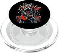 Cool Yorkie Dog Playing Electric Guitar Rocker Musician PopSockets PopGrip pour MagSafe