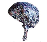 Cool4 Foulard d'été bandana plage mer bonnet soleil protection solaire bonnet chimio casquette A04, Bleu marine avec motif floral cachemire rose et beige, 56-58