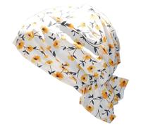 Cool4 Foulard d'été bandana plage mer bonnet soleil protection solaire bonnet chimio casquette A04, Blanc élégant jaune olive fleuri, 56