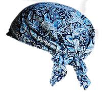 Cool4 Foulard d'été bandana plage mer bonnet soleil protection solaire bonnet chimio casquette A04, Bleu avec motif cachemire bleu clair et blanc, 56-58