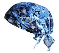 Cool4 Foulard d'été bandana plage mer bonnet soleil protection solaire bonnet chimio casquette A04, Bleu abstrait gris bleu clair à motifs, 56-58