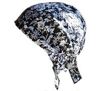 Cool4 Foulard d'été bandana plage mer bonnet soleil protection solaire bonnet chimio casquette A04, Noir élégant et blanc à fleurs, 56-58