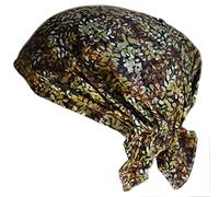 Cool4 Foulard d'été bandana plage mer bonnet soleil protection solaire bonnet chimio casquette A04, Noir avec motif floral marron olive, 56-58