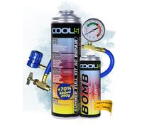 COOL5 5in1 - Recharge clim voiture R134a - r134a recharge kit, gaz de clim r134a pour la climatisation des voitures 1995-2016 + tuyau de mesure + bombe de rafraîchissement + APC 500ml