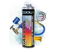 COOL5 recharge gaz de remplacement r134a, réfrigérant de remplacement r134a pour climatisation automobile - 1 boîte 2en1, 290 g + tuyau de mesure + APC 500ml