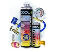 COOL5 5in1 - Recharge clim voiture R134a - r134a recharge kit, gaz de clim r134a + tuyau avec manomètre + désodorisant de voiture + adaptateur LP-HP + APC 500ml