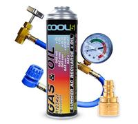 Cool5 Summer AC Recharge + Kit d'huile pour climatisation Kit de réparation de gaz réfrigérant avec huile (R1234yf) avec tuyau de mesure + adaptateur YF pour véhicules à partir de l'année de