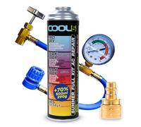 COOL5 réfrigérant de Remplacement r1234yf pour climatisation Automobile - 1 boîte 5en1, 290g + Conduite de Pression avec manomètre + Adaptateur