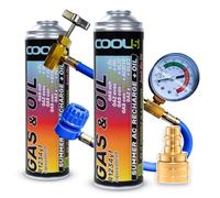 Cool5 réfrigérant de Remplacement r1234yf pour climatisation Automobile - 2 boîtes 2en1, 290g + Tuyau de Pression avec manomètre + Adaptateur