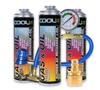 Cool5 3X Summer AC Recharge + Huile - Frigorigène et Changement d'huile (R1234yf) avec tuyau de mesure et adaptateur YF - Pour voitures à partir de 2017 et plus récentes 290 g + 70% du produit -