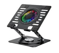 CoolAir - Support portable avec ventilateur silencieux RGB de 11 cm, base réglable en hauteur et rotation à 360°, réfrigérateur portable avec vitesse réglable, tablettes/ordinateurs portables jusqu'à
