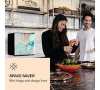 KLARSTEIN CoolArt - Combiné réfrigérateur-congélateur, réfrigérateur avec 2 niveaux de refroidissement, façade design, thermostat avec 5 niveaux, 0 à 10 ° C, capacité 45 litres - design pastel