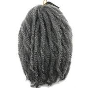 Coolbers 18 pouces gris Tresses Marley Afro Kinky Curly Crochet tresses Extensions de cheveux doux Jerry Curls Cheveux Crochet synthétiques Havana Twist (18 pouces, gris)