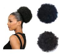 Coolbers 8 pouces Afro Puff Drawstring Ponytail Synthétique Afro Kinky Bouclés Cheveux Bouclés Bun Ponytail Extensions pour les enfants (Large, 4)