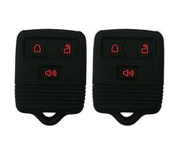 Coolbestda Coque en silicone 3 boutons Smart Key Fob Coque protection sans clé à distance pour femme pour Ford Transit MK6 Connect F150 F250 F350 Explorer Ranger Escape Expedition, 2Pcs Black with Red