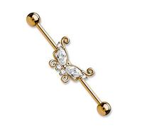 Coolbodyart Femmes Hommes Piercing Oreille Piercing Barbell Acier Inoxydable Acier Chirurgical avec Application de Papillon en Argent, Rose, Or Rose Aussi comme Sparset - Or Rose