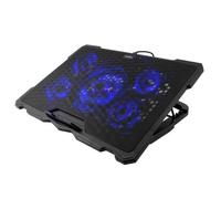 CoolBox Base de Refroidissement Portable jusqu'à 17,3" avec 5 Ventilateurs Silencieux LED avec régulateur de Vitesse, Support réglable à 4 Positions, câble USB 60 cm Noir