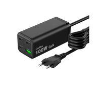 CoolBox Chargeur 100 W USB C GAN, charge rapide 4 ports (3 USB-C + USB-A), Power Delivery PPS, compatible avec MacBook, iPad, iPhone 17/16/15, Samsung Galaxy, Pixel et Steam Deck