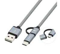 CoolBox COO-CAB-U2MC-GR câble USB USB 2.0 1 m USB A USB C/Micro-USB B Gris