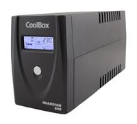 CoolBox Guardian 3 SAI 800VA Système d'alimentation sans Interruption UPS 800A/480 W avec écran LCD, 8 Minutes d'autonomie, 2 Prises Schuko 1 Port USB, 2 Ports RJ-45 (in & Out), Logiciel de contrôle