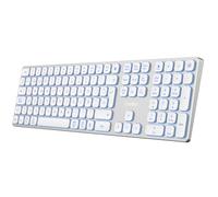 CoolBox Moonlight Clavier sans fil pour Mac, Windows, Android, Linux, clavier silencieux, jusqu'à 4 appareils, corps en aluminium, rétro-éclairé (7 couleurs), membrane, blanc