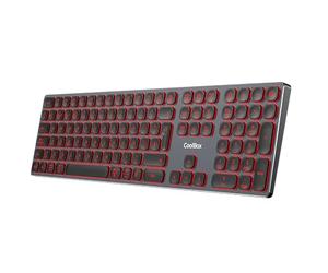 CoolBox Moonlight Clavier sans fil rechargeable pour Mac, Windows, Android, Linux, clavier silencieux, jusqu'à 4 appareils, corps en aluminium, rétro-éclairé (7 couleurs), membrane (noir)