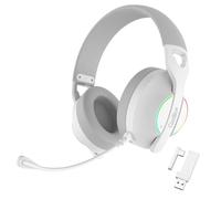 CoolBox WB01 Casque de Gaming sans Fil avec Microphone Amovible pour PS5, PS4, Switch, PC. Connexion sans Fil 2,4 GHz avec Adaptateur USB et Bluetooth 5.4, 20h d'autonomie, Charge USB-C en 2h. Blanc