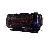 CoolBox X-Wing - Ensemble PC Gamer 4 en 1: Clavier QWERTY, Souris Gaming 2400 DPI, Casque Gamer avec Microphone, Tapis de Souris antidérapant. PC/Xbox One/PS4 Noir