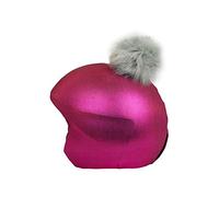COOLCASC Exclusive Rose, Pompon Gris - Housse de Casque Universelle - Accessoire Coquette et Chic pour Le Ski - Taille Unique
