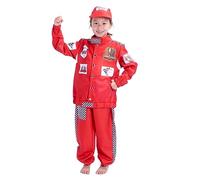 CoolChange Costume de pilote de course pour enfant | Costume de pilote automobile pour garçon | Avec veste, pantalon et bonnet | Taille : 128-152, rouge, 152 cm