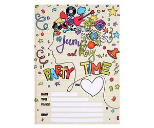 CoolChange Lot de 20 cartes d'invitation colorées pour fête d'anniversaire pour enfants | Invitation de fête pour garçons et filles avec motif musical | Enveloppe incluse