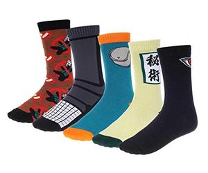 CoolChange Lot de chaussettes pour fans de Ninja avec différents motifs | 5 paires dans boîte cadeau | Taille: 38-43