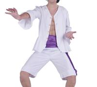 CoolChange Monkey D. Ruffy Gear 5 Costume | Déguisement de cosplay Nika | Chemise, pantalon et écharpe | Blanc | Taille : L