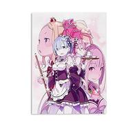 CoolChange Poster Re:Zero de Grande qualité sur Plaque en Mousse Rigide | Affiche 30x42cm | Motif: REM & Ram